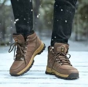 Men's Waterproof Hiking Shoes Winter Snow Boots High Top Plush Warm Snow Boots
